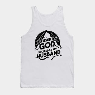 'Blessed  By God Spoiled By Husband' Christians Cross Tank Top